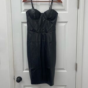 Black faux leather dress